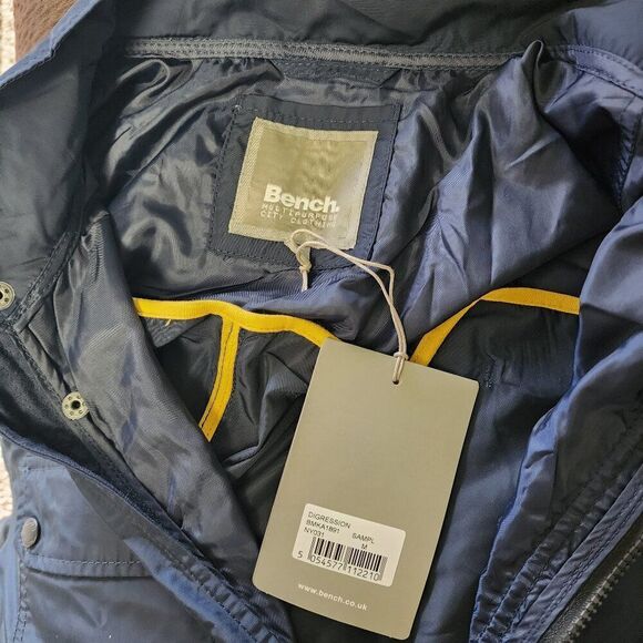 Bench Jacket Men's Navy Blue Hooded Waterproof Full Zip NEW - Picture 3 of 5